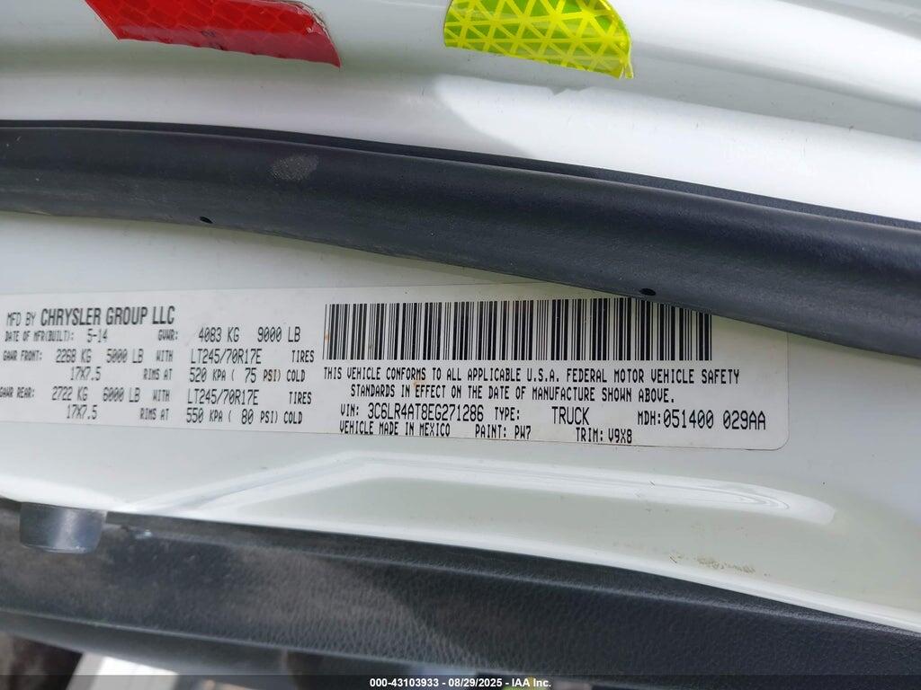 3C6LR4AT8EG271286 2014 RAM 2500 photo no. 9