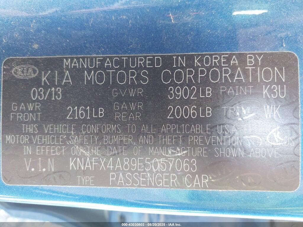 KNAFX4A89E5057063 2014 KIA FORTE photo no. 9