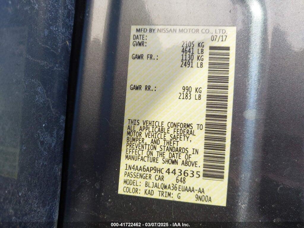 1N4AA6AP9HC443635 2017 NISSAN MAXIMA photo no. 9
