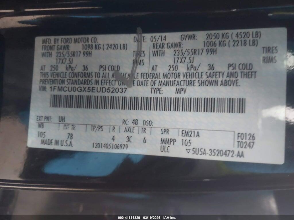 1FMCU0GX5EUD52037 2014 FORD ESCAPE photo no. 9