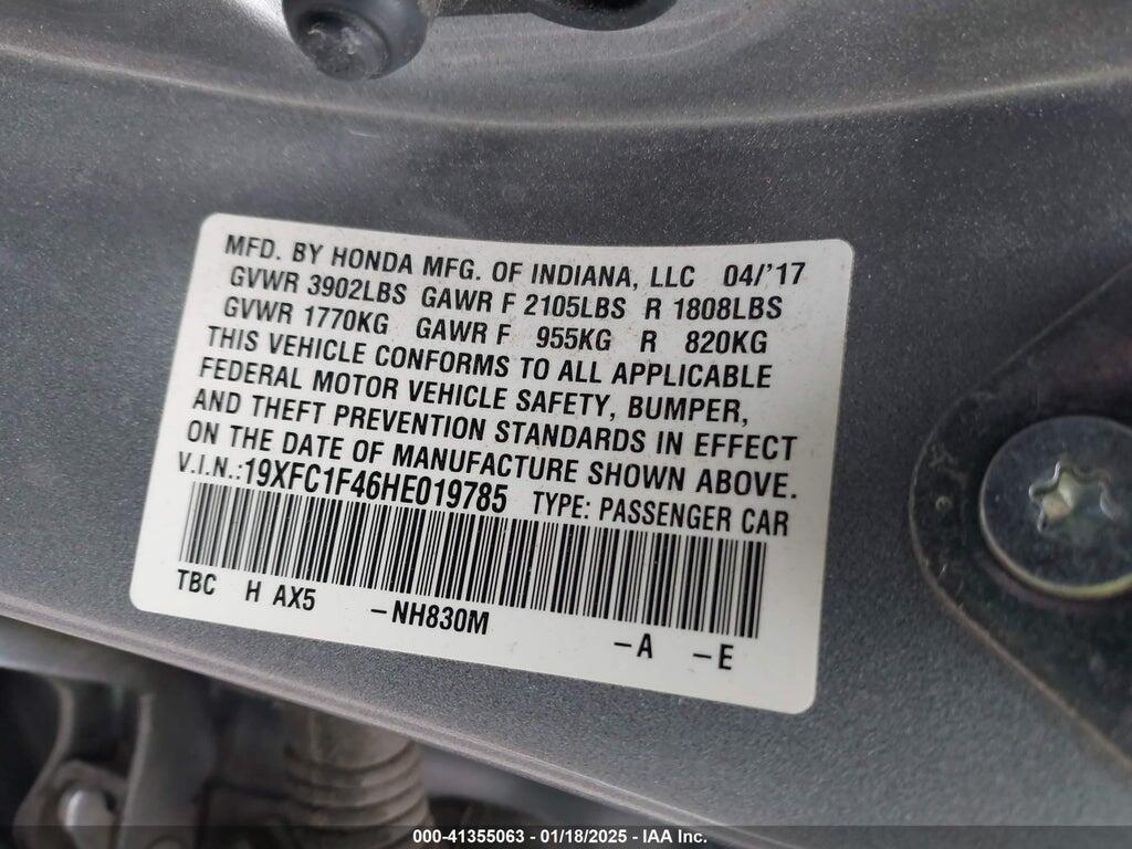 19XFC1F46HE019785 2017 HONDA CIVIC photo no. 9