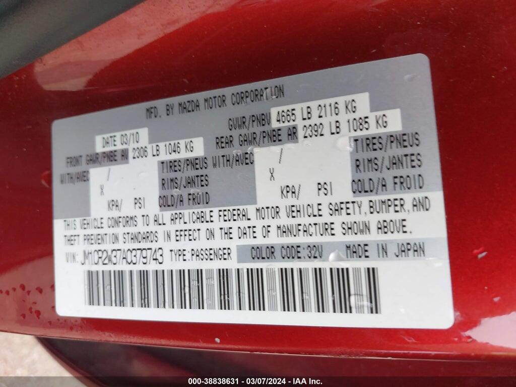 JM1CR2W37A0379743 2010 MAZDA MAZDA5 photo no. 9