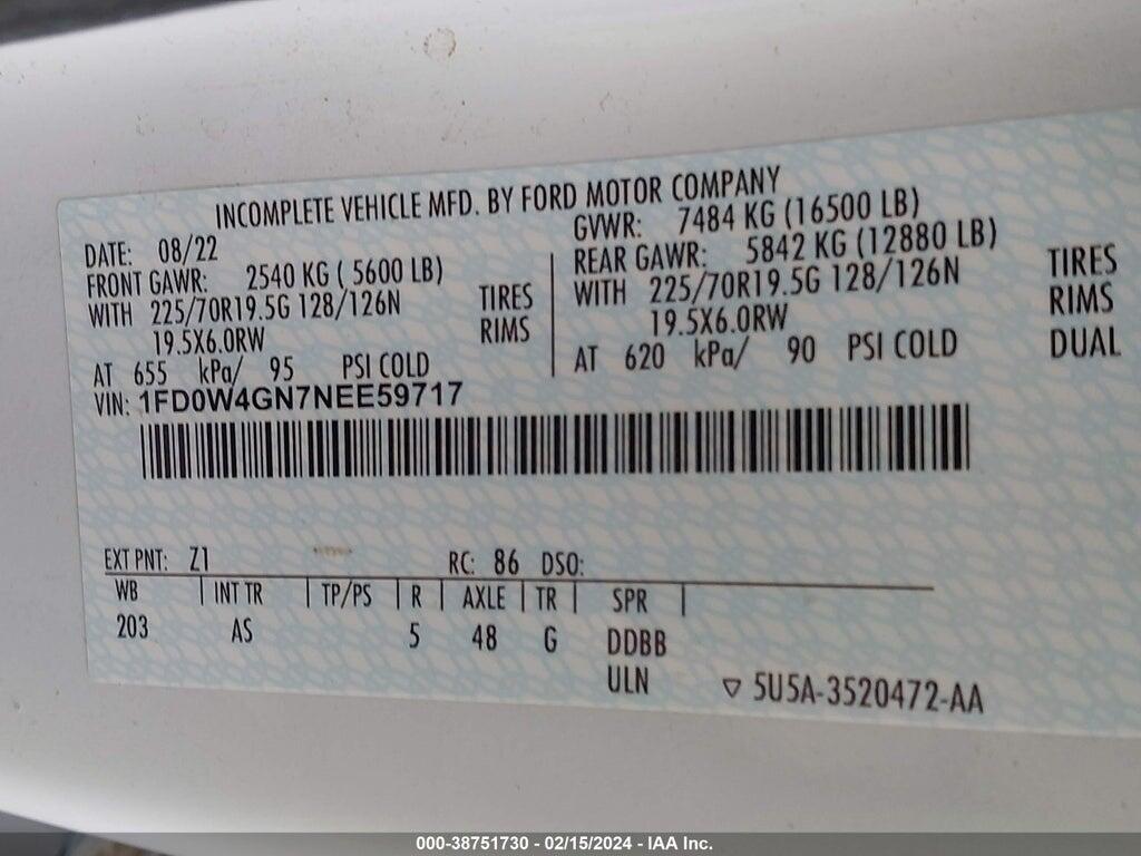 1FD0W4GN7NEE59717 2022 FORD F-450 CHASSIS photo no. 9