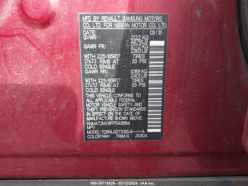 KNMAT2MV8FP543884 2015 NISSAN ROGUE photo no. 9