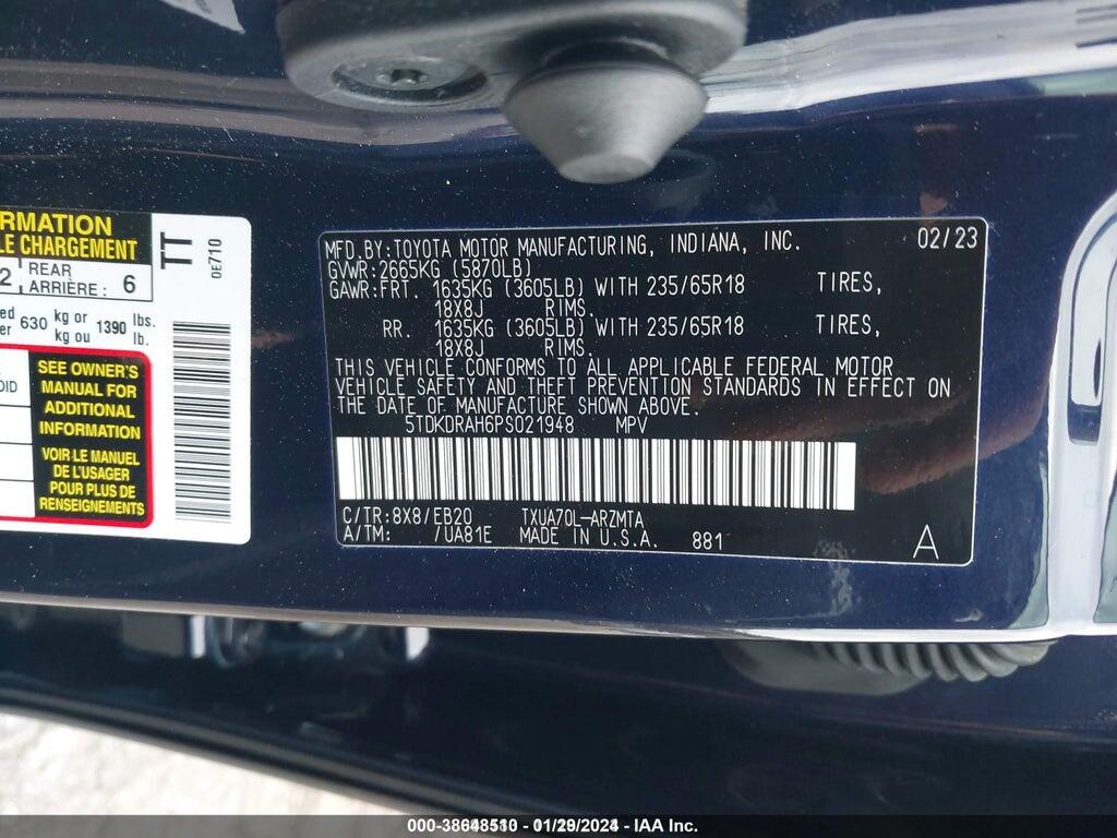5TDKDRAH6PS021948 2023 TOYOTA HIGHLANDER photo no. 9