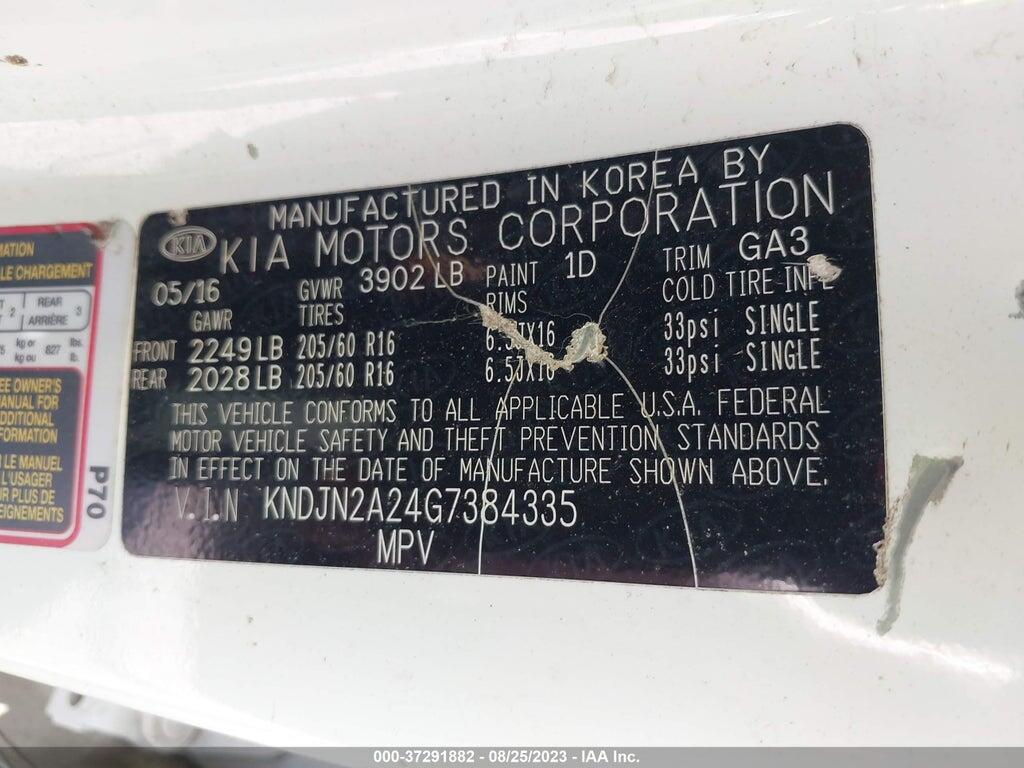 KNDJN2A24G7384335 2016 KIA SOUL photo no. 9