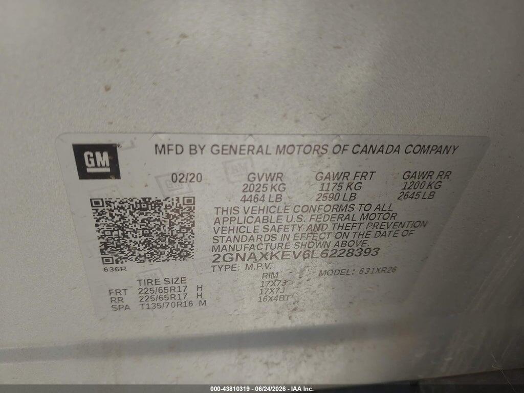 2GNAXKEV6L6228393 2020 CHEVROLET EQUINOX photo no. 9