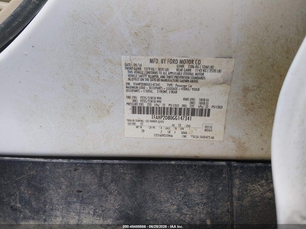 1FAHP2D80GG147341 2016 FORD TAURUS photo no. 9