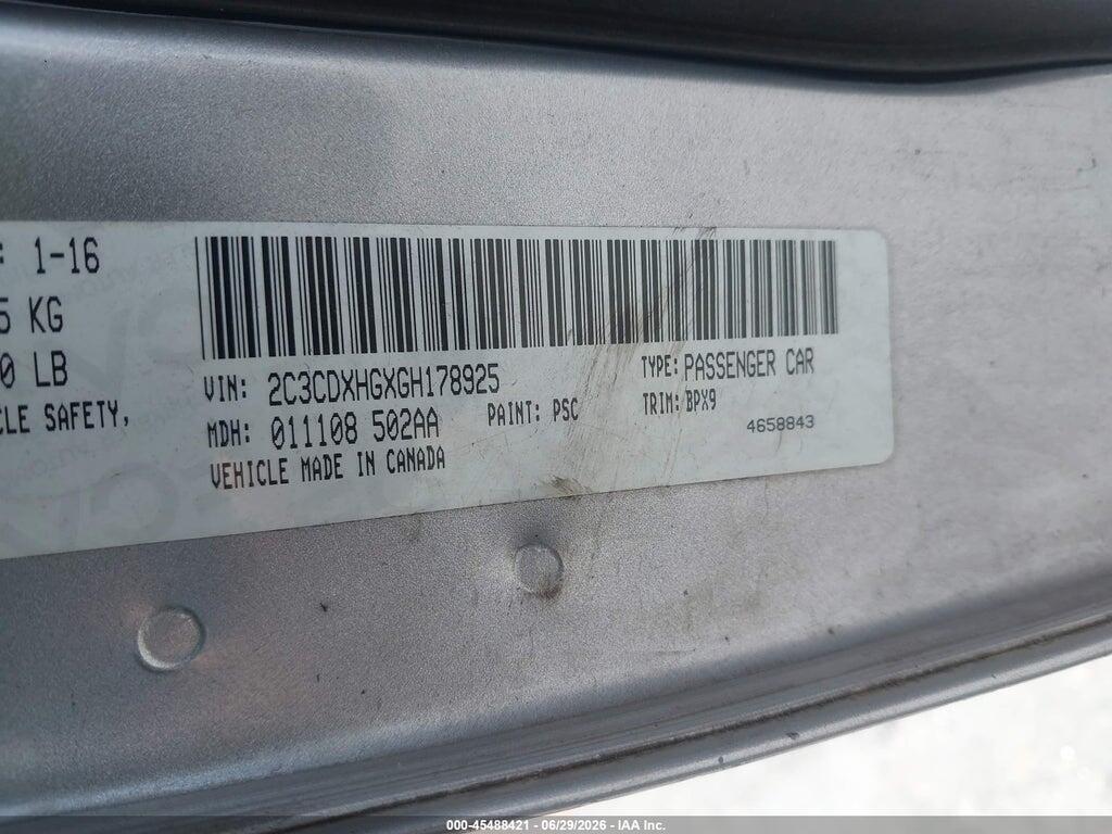 2C3CDXHGXGH178925 2016 DODGE CHARGER photo no. 9