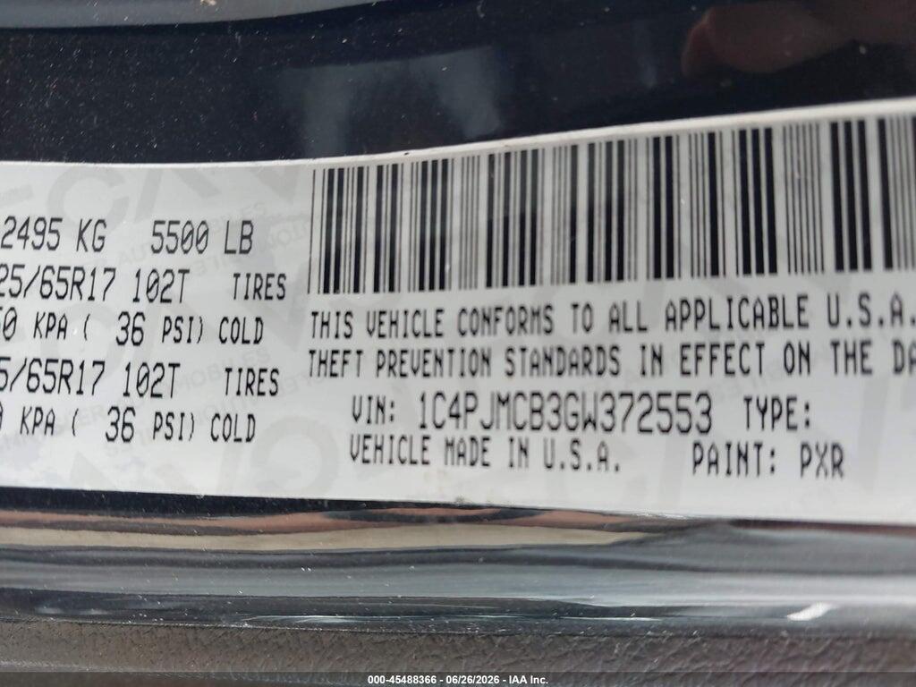 1C4PJMCB3GW372553 2016 JEEP CHEROKEE photo no. 9