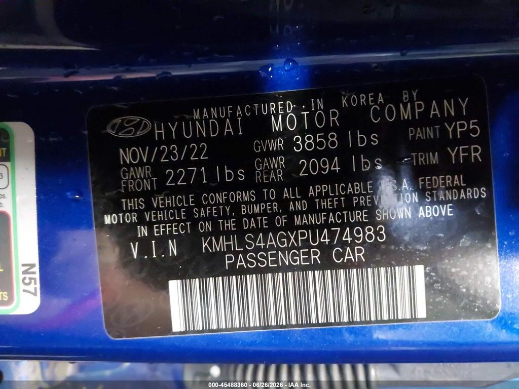 KMHLS4AGXPU474983 2023 HYUNDAI ELANTRA photo no. 9