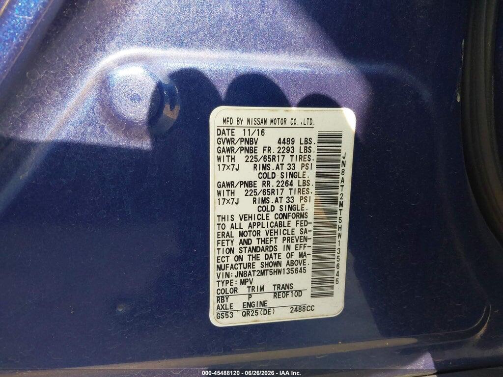 JN8AT2MT5HW135645 2017 NISSAN ROGUE photo no. 9