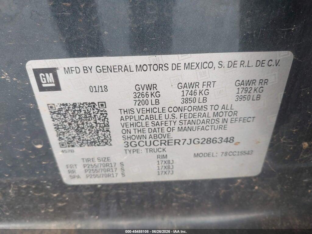 3GCUCRER7JG286348 2018 CHEVROLET SILVERADO 1500 photo no. 9