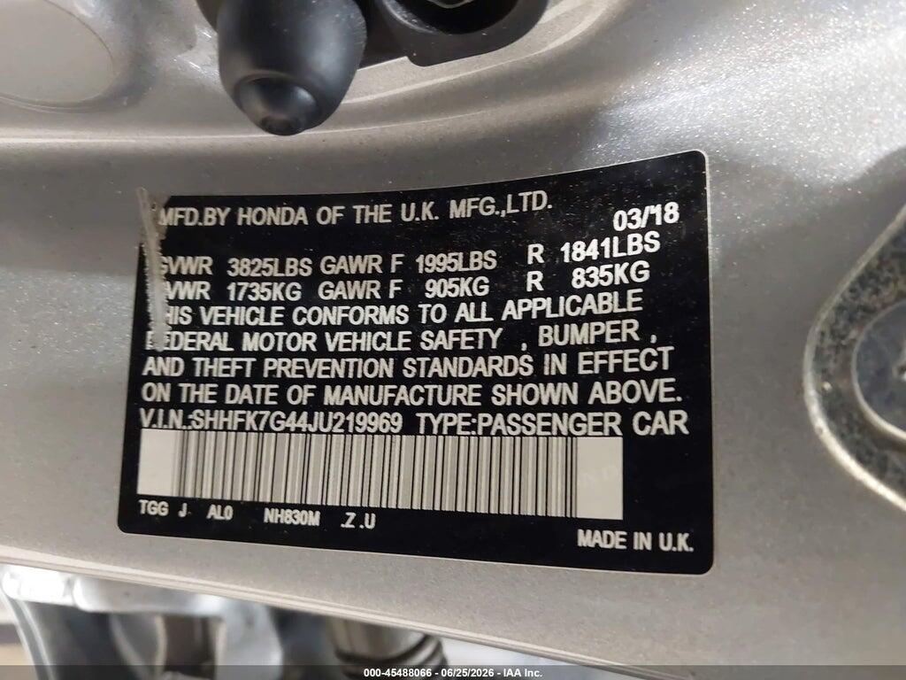 SHHFK7G44JU219969 2018 HONDA CIVIC photo no. 9