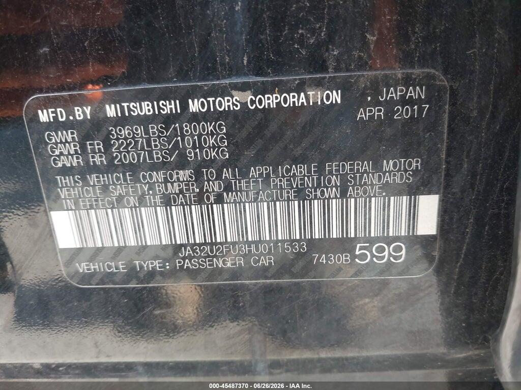 JA32U2FU3HU011533 2017 MITSUBISHI LANCER photo no. 9