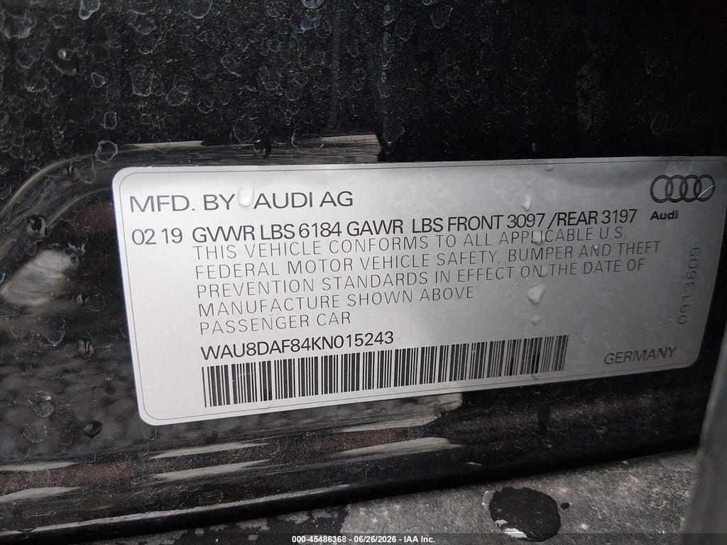 WAU8DAF84KN015243 2019 AUDI A8 L photo no. 9