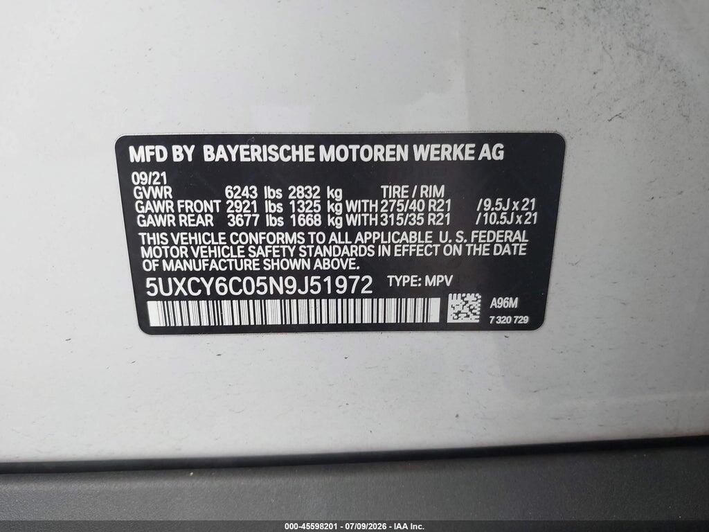 5UXCY6C05N9J51972 2022 BMW X6 photo no. 9