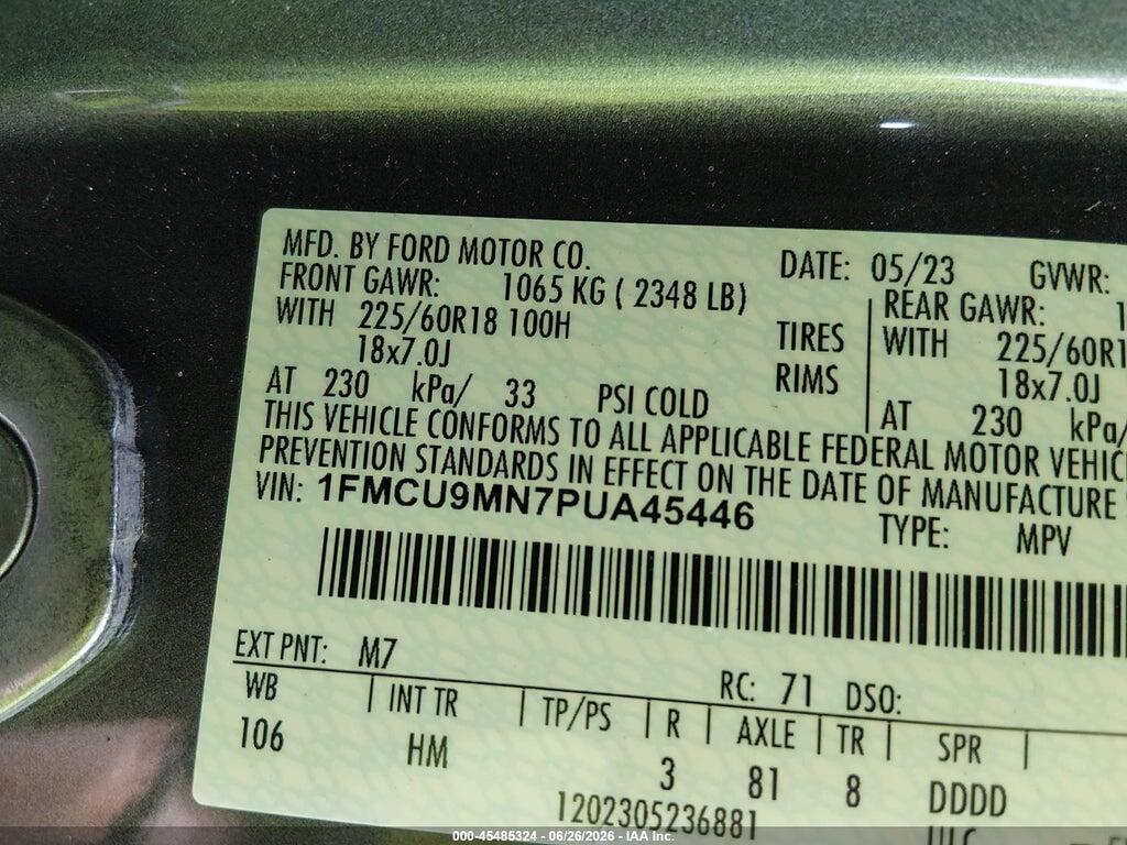 1FMCU9MN7PUA45446 2023 FORD ESCAPE photo no. 9