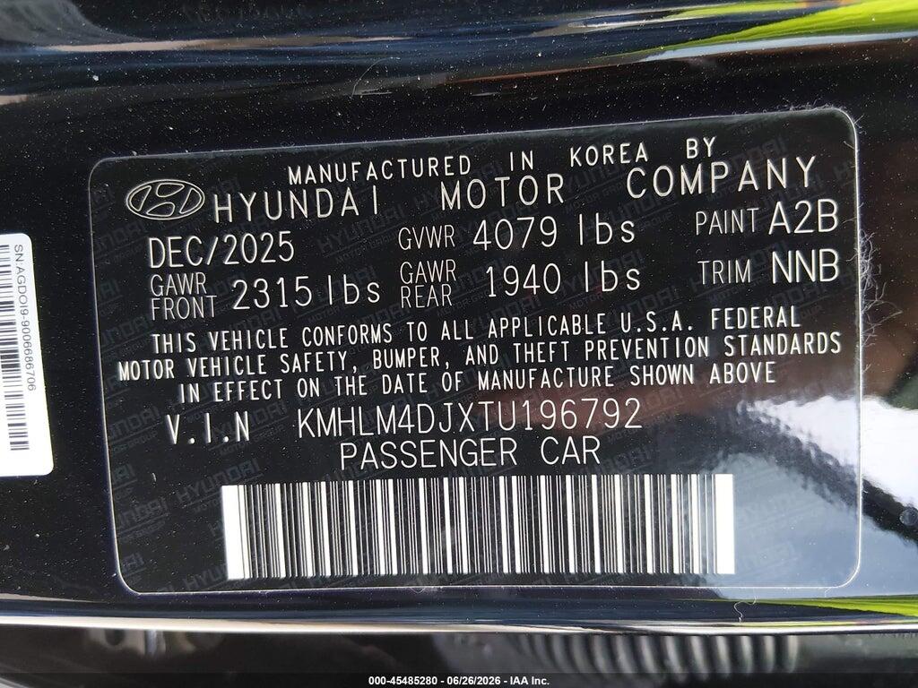 KMHLM4DJXTU196792 2026 HYUNDAI ELANTRA HYBRID photo no. 9