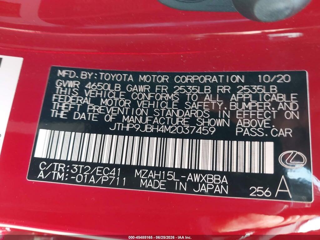 JTHP9JBH4M2037459 2021 LEXUS UX 250H photo no. 9