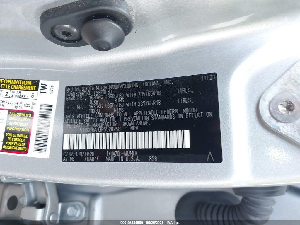 5TDKDRAH3RS528258 2024 TOYOTA HIGHLANDER photo no. 9