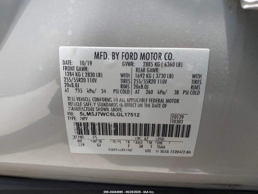 5LM5J7WC8LGL17512 2020 LINCOLN AVIATOR photo no. 9