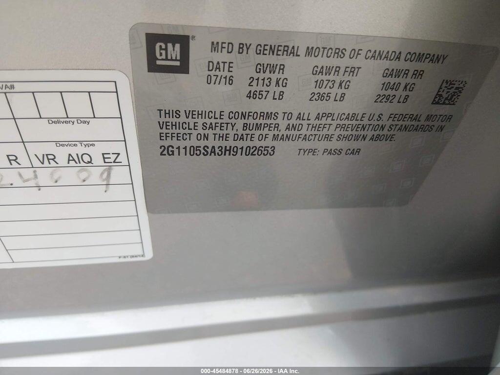 2G1105SA3H9102653 2017 CHEVROLET IMPALA photo no. 9