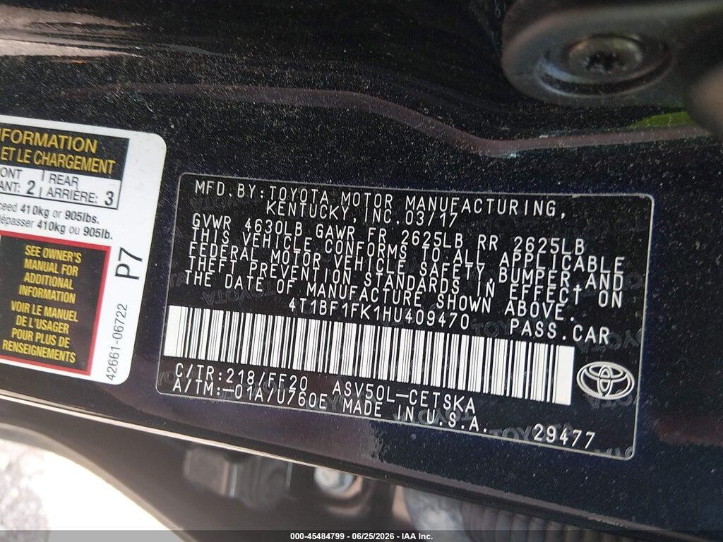 4T1BF1FK1HU409470 2017 TOYOTA CAMRY photo no. 9