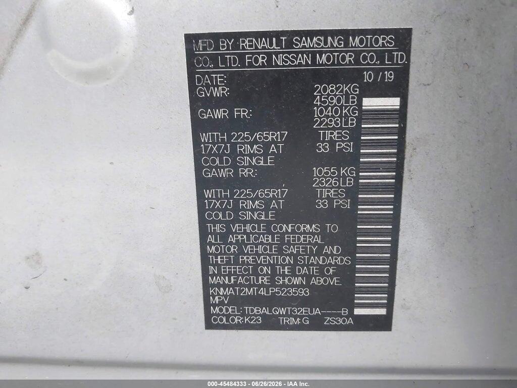 KNMAT2MT4LP523593 2020 NISSAN ROGUE photo no. 9