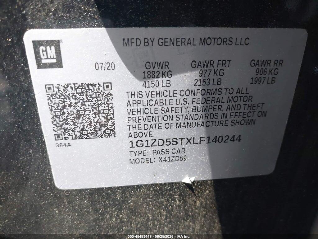 1G1ZD5STXLF140244 2020 CHEVROLET MALIBU photo no. 9