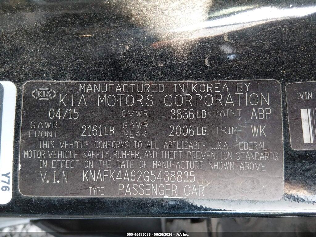 KNAFK4A62G5438835 2016 KIA FORTE photo no. 9