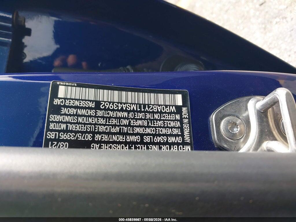 WP0AB2Y11MSA43962 2021 PORSCHE TAYCAN photo no. 9