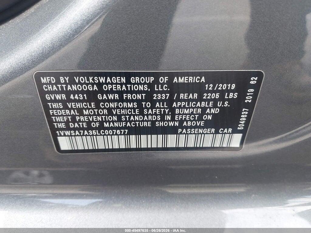1VWSA7A35LC007677 2020 VOLKSWAGEN PASSAT photo no. 9