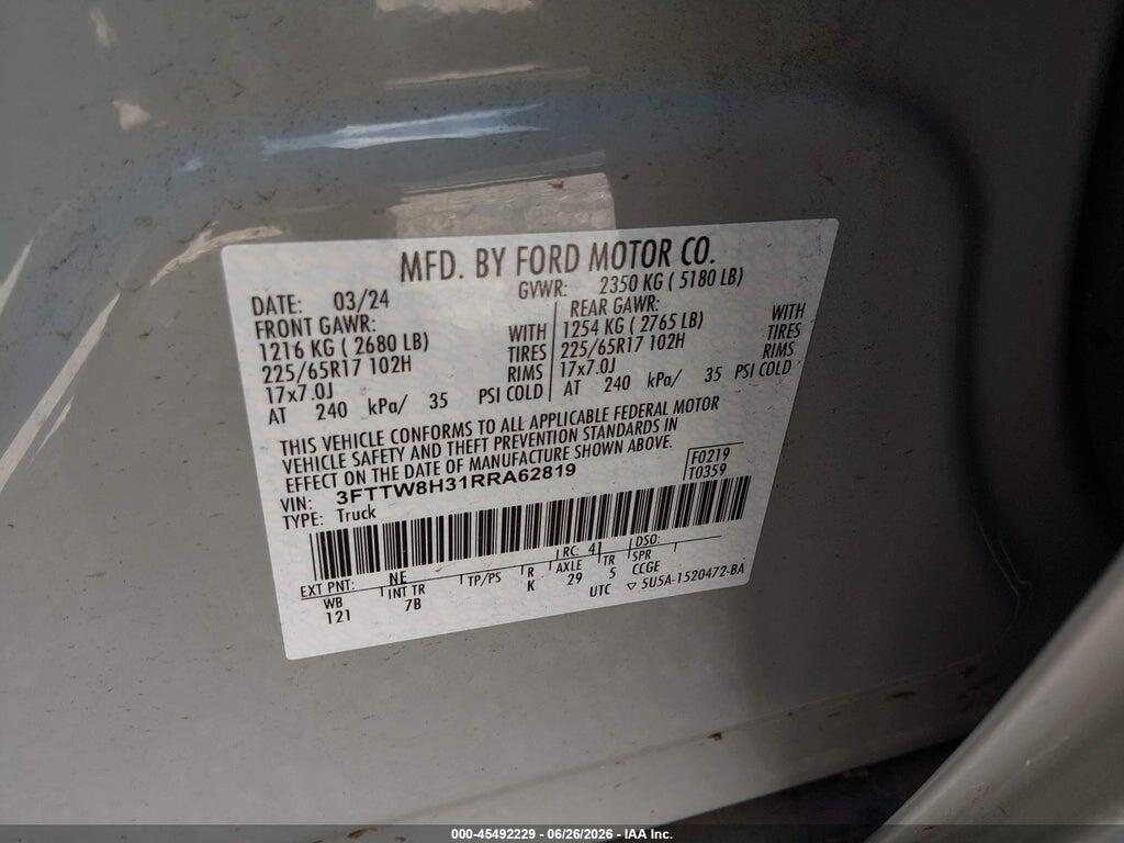3FTTW8H31RRA62819 2024 FORD MAVERICK photo no. 9