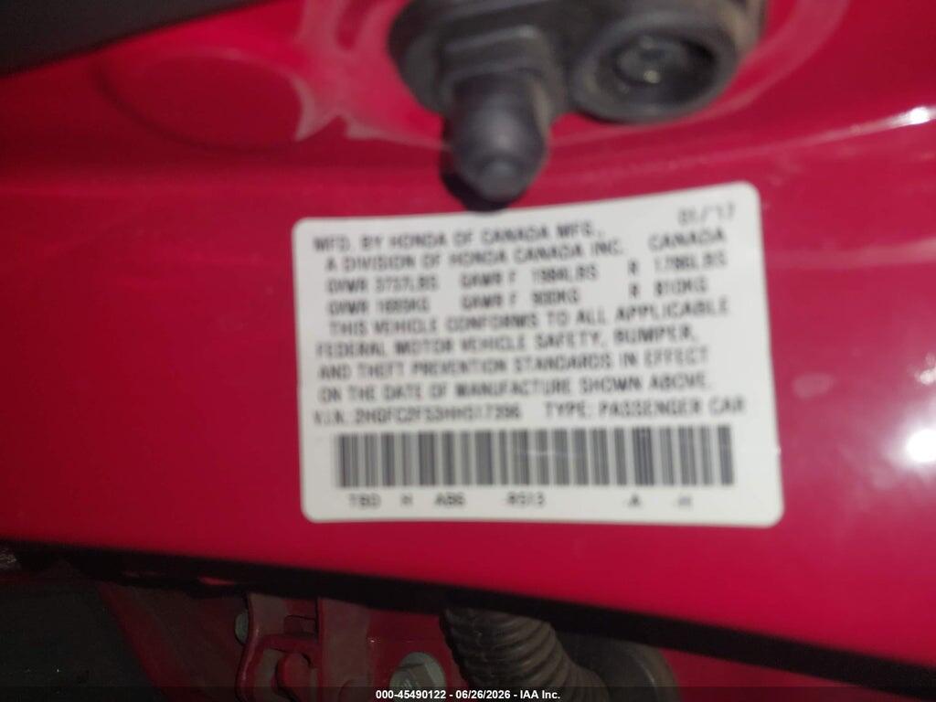 2HGFC2F53HH517396 2017 HONDA CIVIC photo no. 9