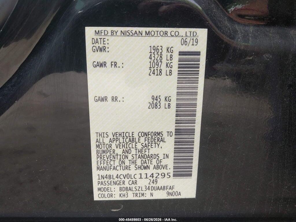 1N4BL4CV0LC114295 2020 NISSAN ALTIMA photo no. 9