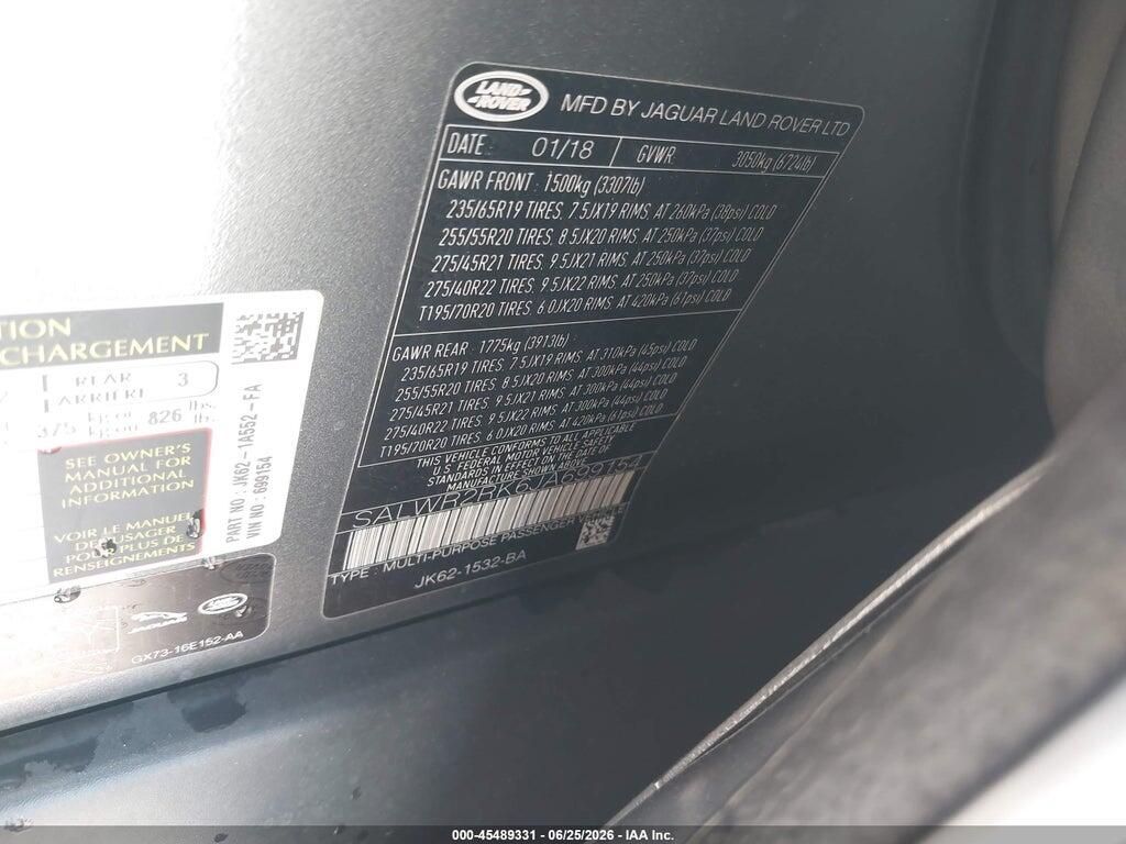 SALWR2RK6JA699154 2018 LAND ROVER RANGE ROVER SPORT photo no. 9