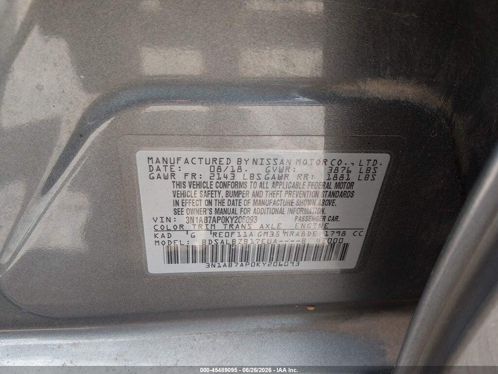3N1AB7AP0KY206093 2019 NISSAN SENTRA photo no. 9