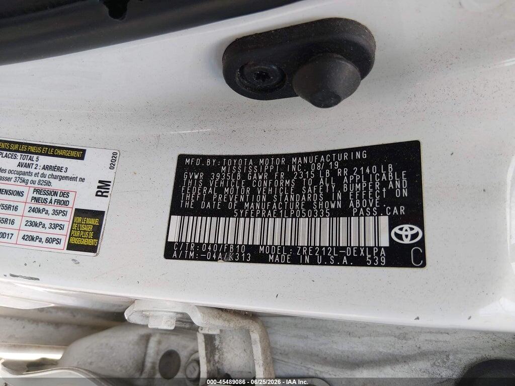 5YFEPRAE1LP050335 2020 TOYOTA COROLLA photo no. 9