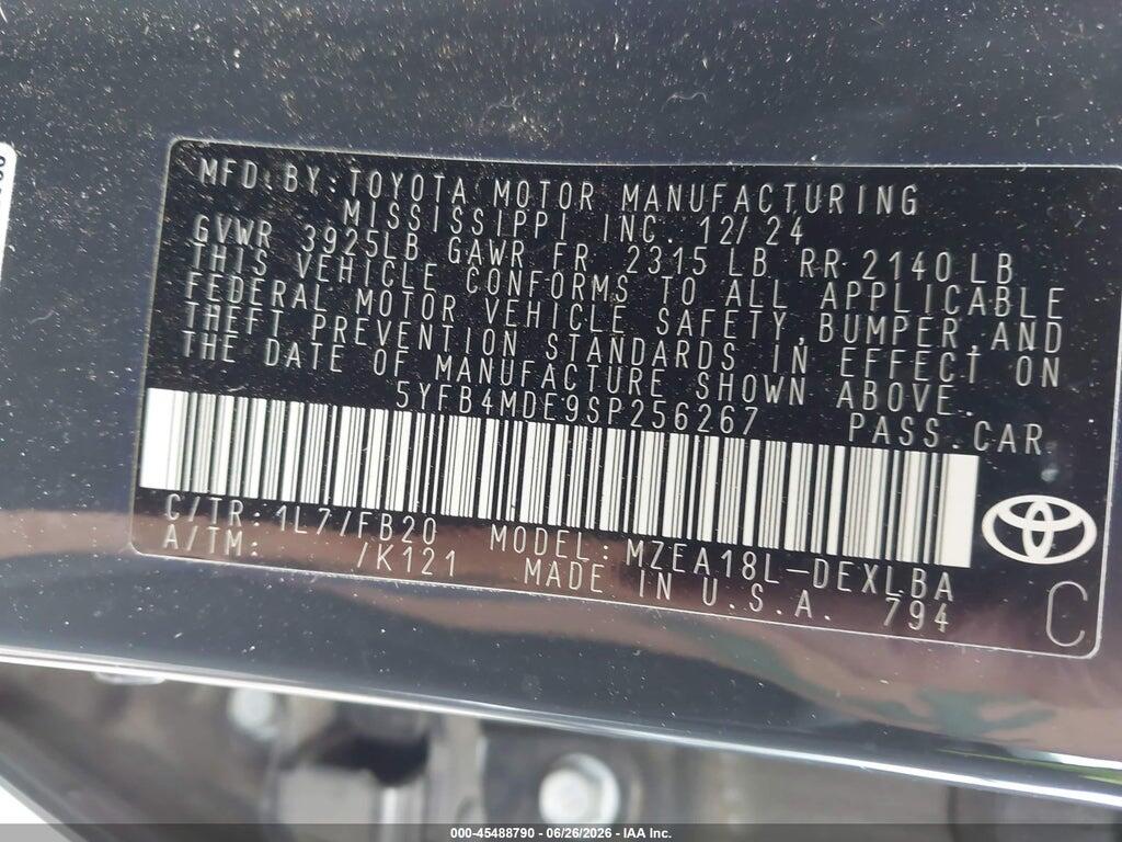 5YFB4MDE9SP256267 2025 TOYOTA COROLLA photo no. 9