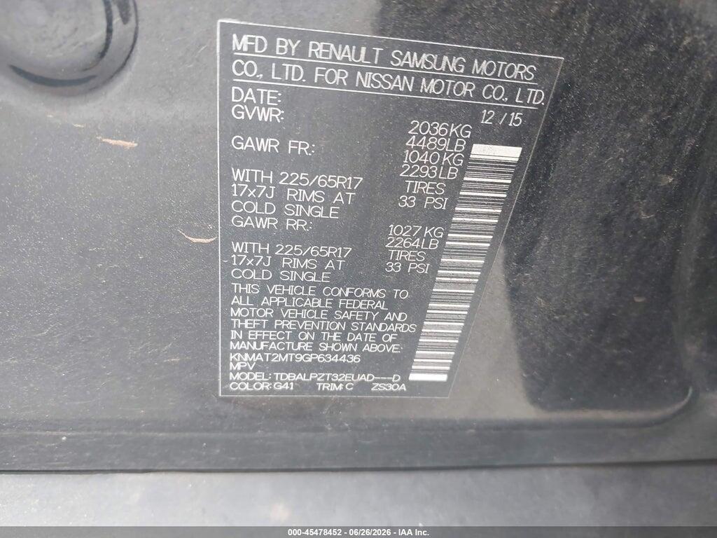 KNMAT2MT9GP634436 2016 NISSAN ROGUE photo no. 9