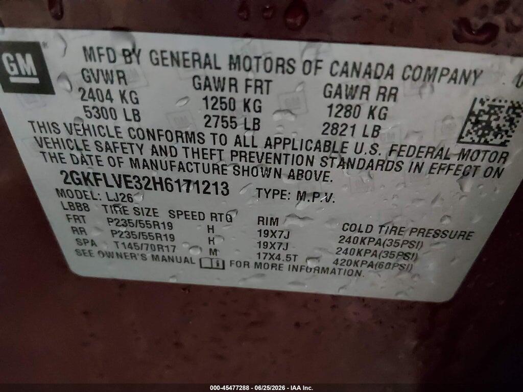 2GKFLVE32H6171213 2017 GMC TERRAIN photo no. 9