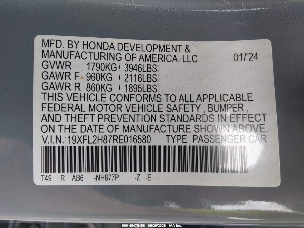 19XFL2H87RE016580 2024 HONDA CIVIC photo no. 9