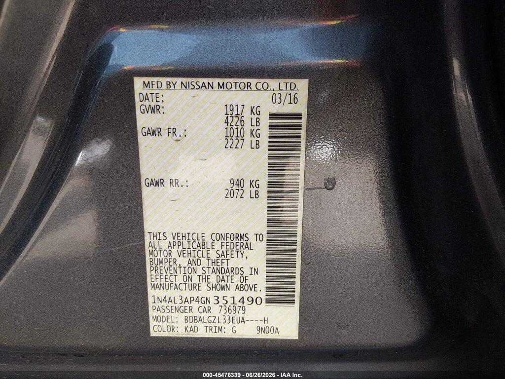 1N4AL3AP4GN351490 2016 NISSAN ALTIMA photo no. 9