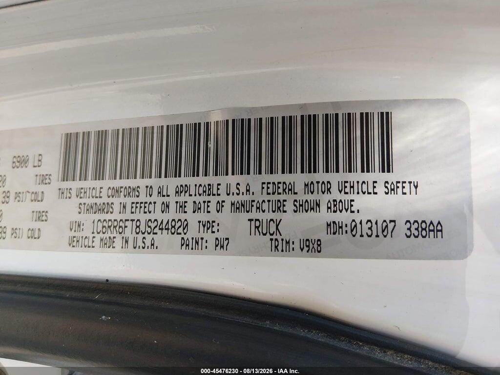1C6RR6FT8JS244820 2018 RAM 1500 photo no. 9