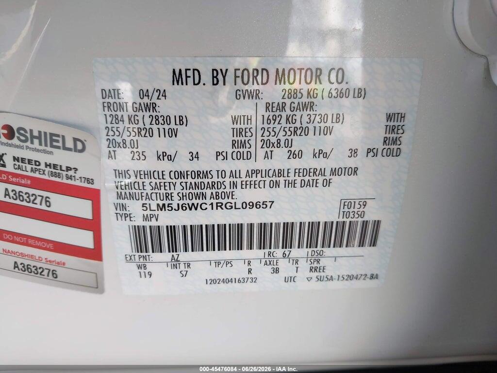 5LM5J6WC1RGL09657 2024 LINCOLN AVIATOR photo no. 9