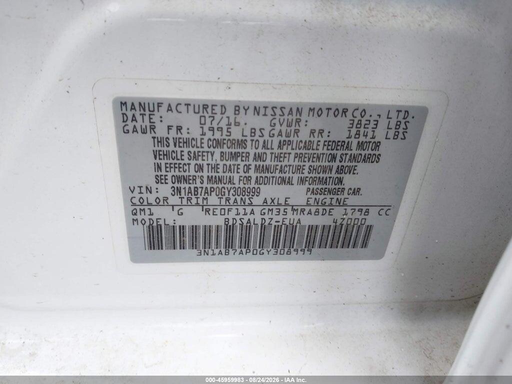 3N1AB7AP0GY308999 2016 NISSAN SENTRA photo no. 9