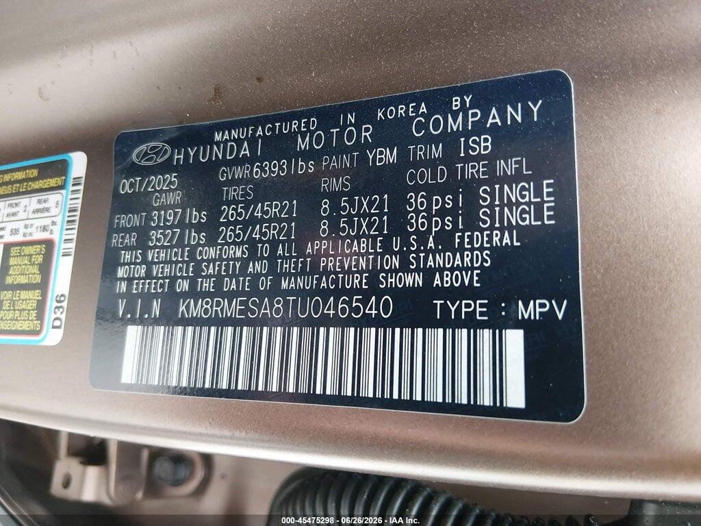 KM8RMESA8TU046540 2026 HYUNDAI PALISADE HEV photo no. 9