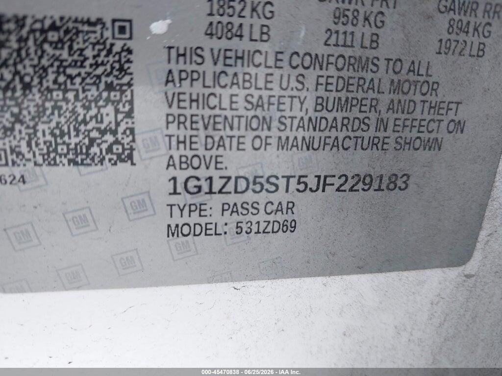 1G1ZD5ST5JF229183 2018 CHEVROLET MALIBU photo no. 9