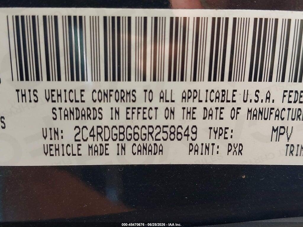 2C4RDGBG6GR258649 2016 DODGE GRAND CARAVAN photo no. 9